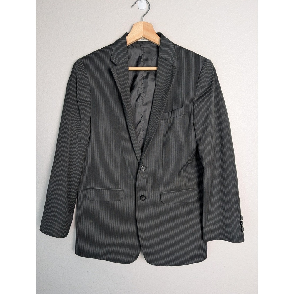 Perry‎ Ellis Portfolio Blazer Suit Jacket Mens 40R Black Pinstripe Two Button